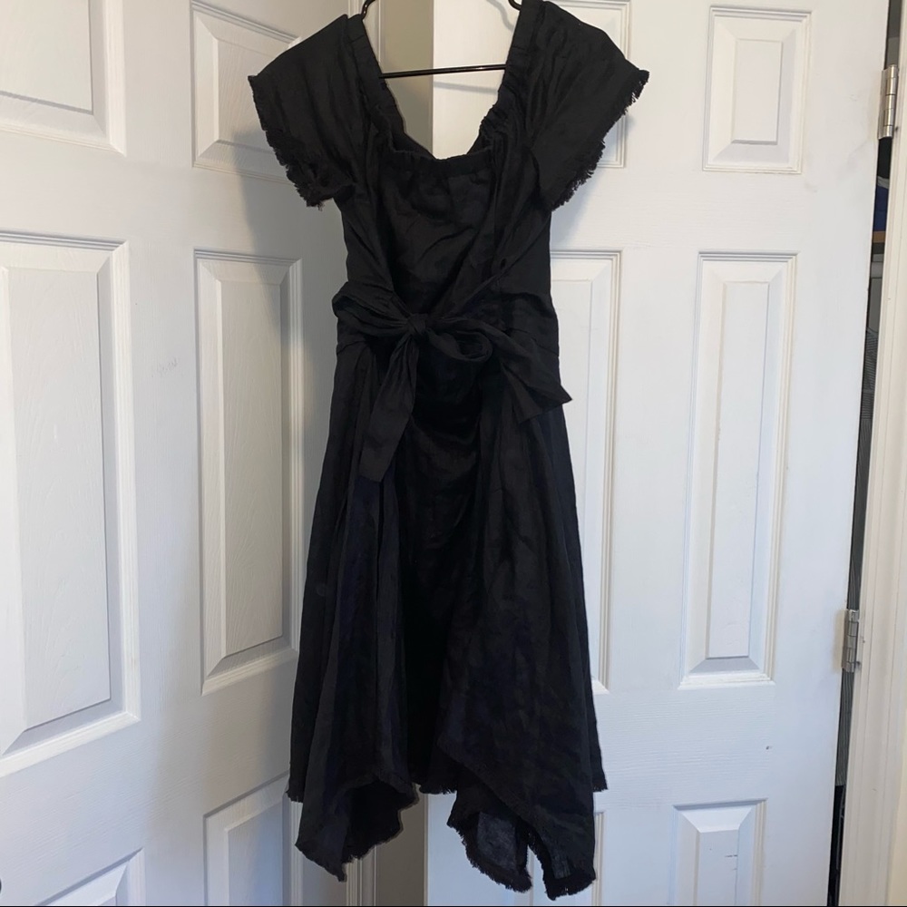 DKNY Black Off-the-Shoulder Linen Dress